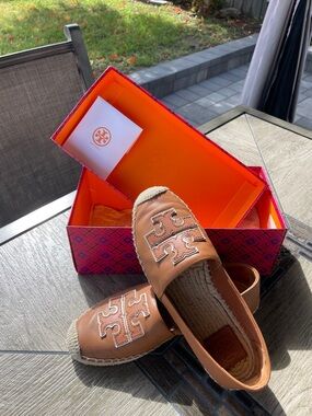 Tory Burch Brown Leather Espadrilles